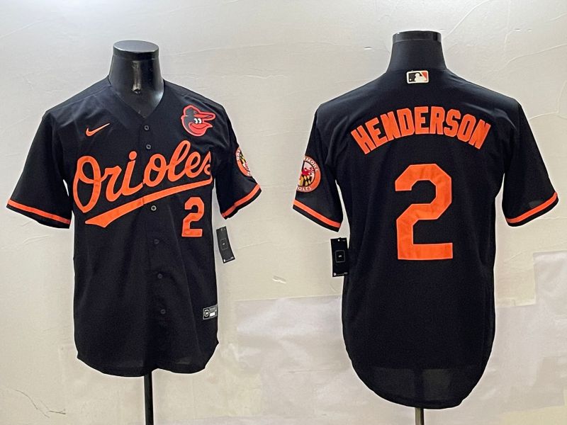Men Baltimore Orioles #2 Henderson Black Game 2025 Nike MLB Jersey style 2